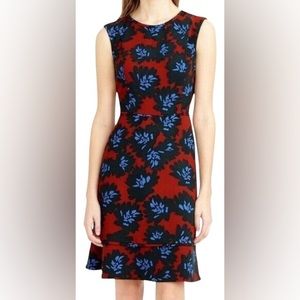 Floral Sleeveless Dress - Red and Blue